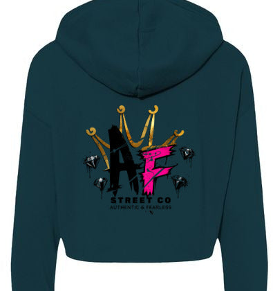 Black crop hoodie pink AF