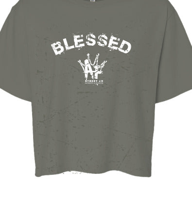 Blessed AF Grey Crop Tee